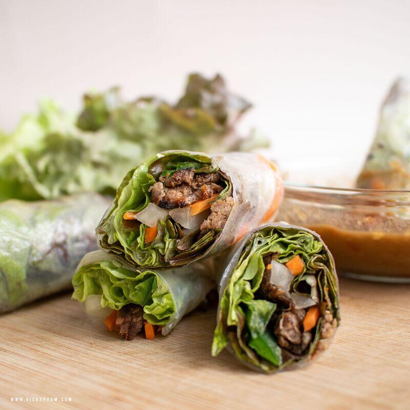 Grilled Beef Spring Rolls